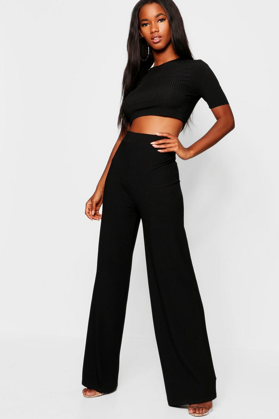 Rib Wide Leg Pants + Top Co-Ord image number 1