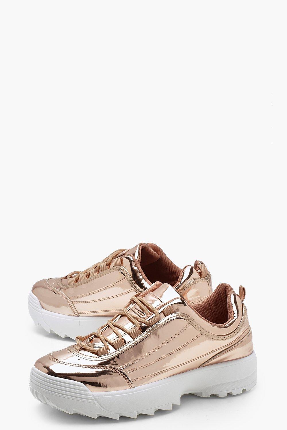 metallic chunky trainers