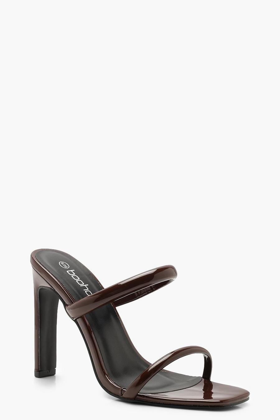 Chocolate Double Strap Mule Heels image number 1