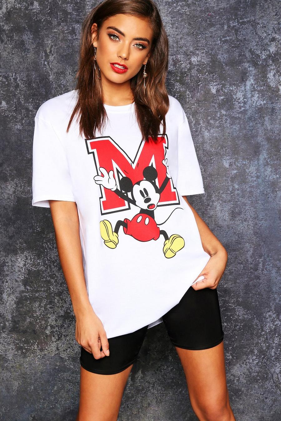 White Disney Mickey Oversized Graphic T Shirt image number 1