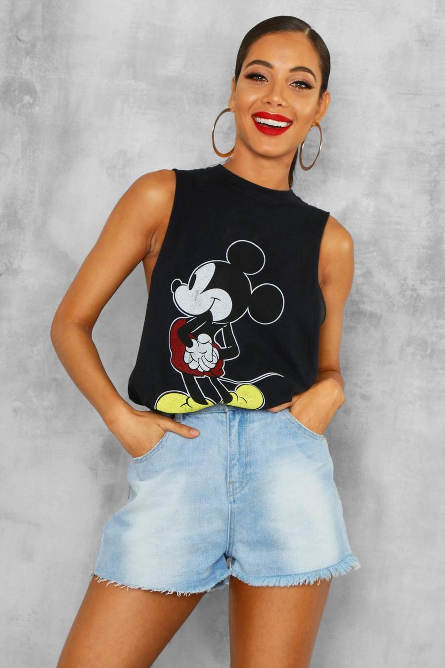 Oberteil im Destroyed-Look mit tiefen Armausschnitten und „Disney Mickey“-Print image number 1
