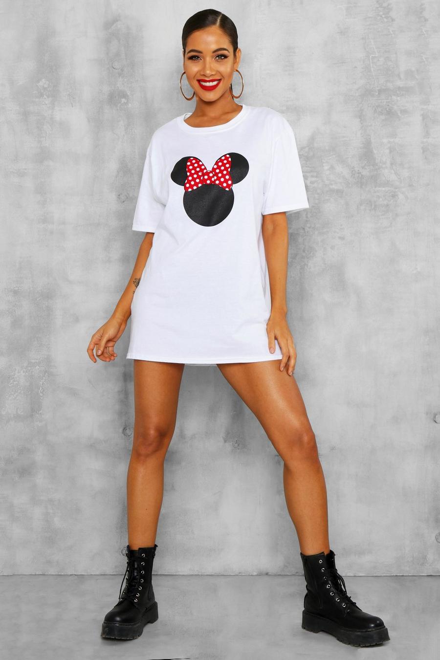 Oversized T-Shirt mit Punktmuster und „Disney Minnie“-Print, Weiß image number 1
