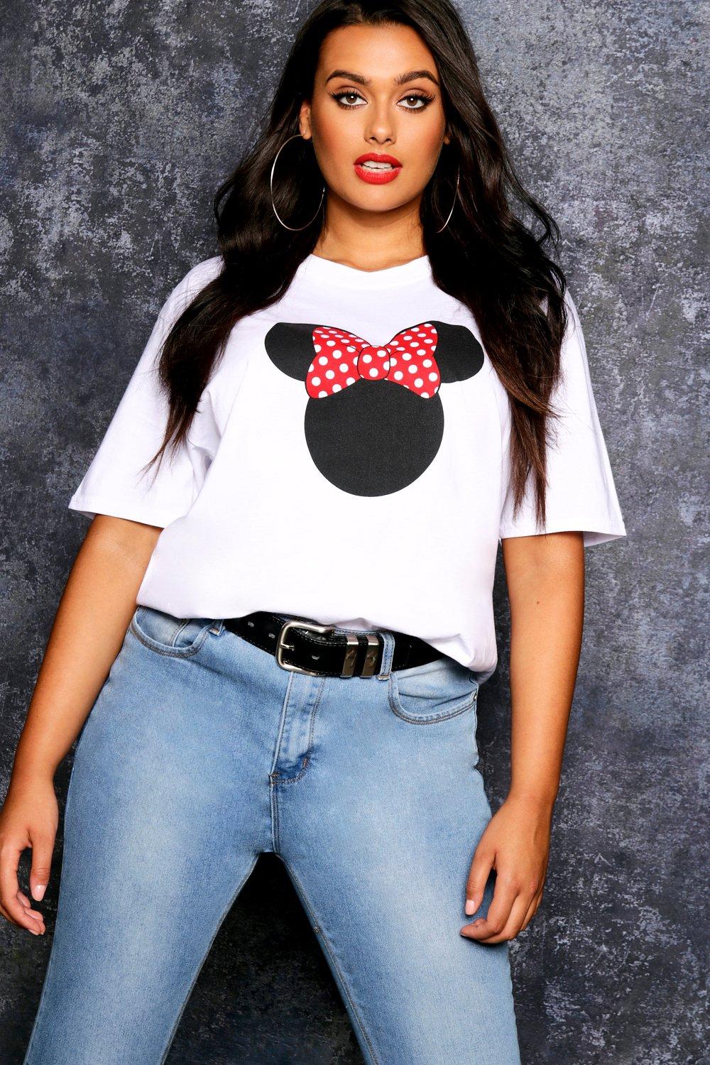 Oversized T-Shirt mit Punktmuster und „Disney Minnie“-Print