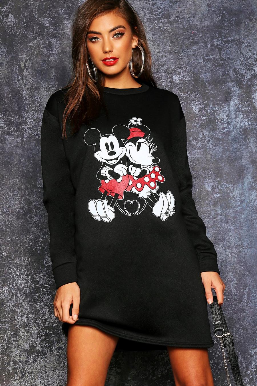 Black Disney Sweatshirtklänning med Musse & Mimmi image number 1
