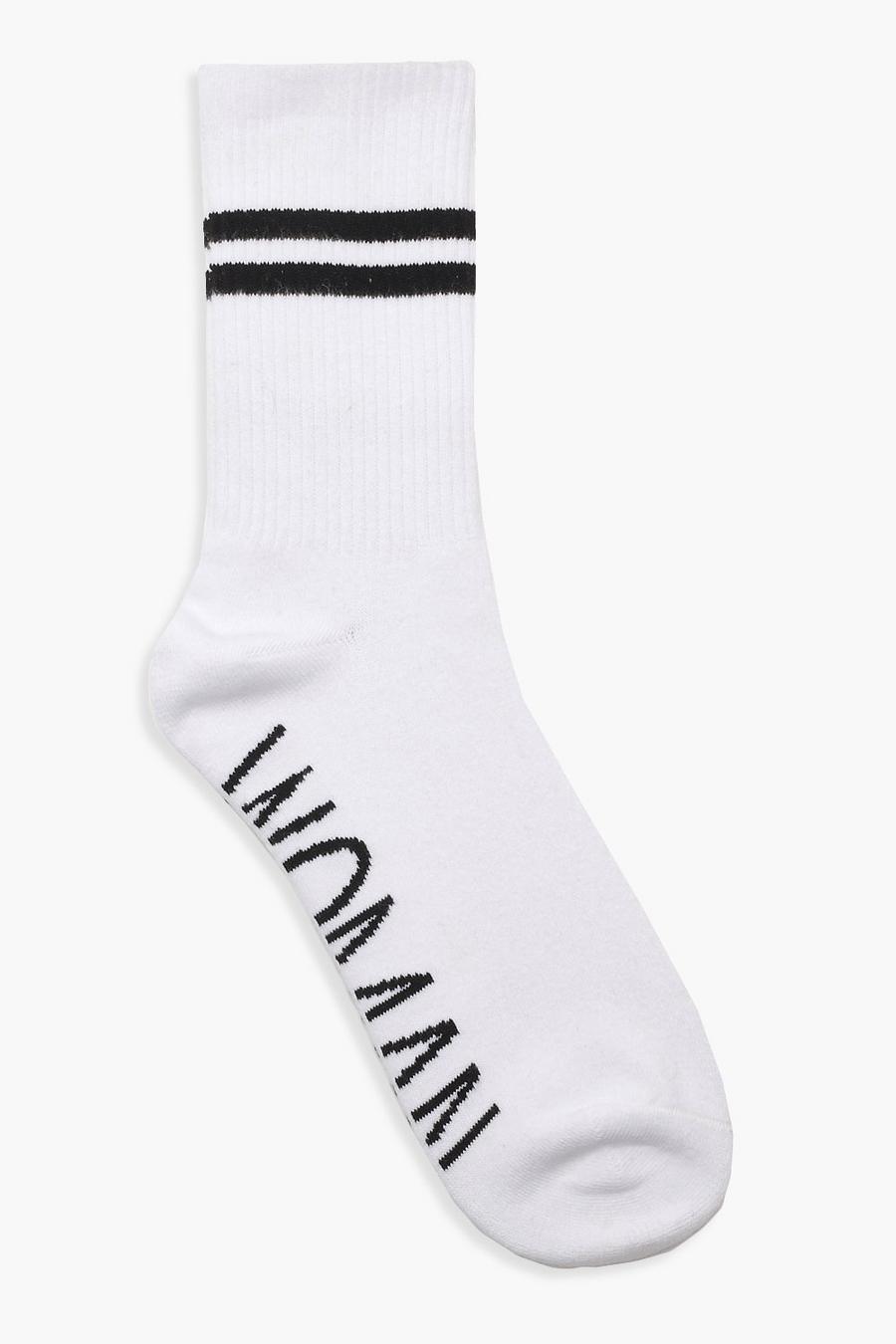 White WOMAN Sports Stripe Ankle Socks image number 1
