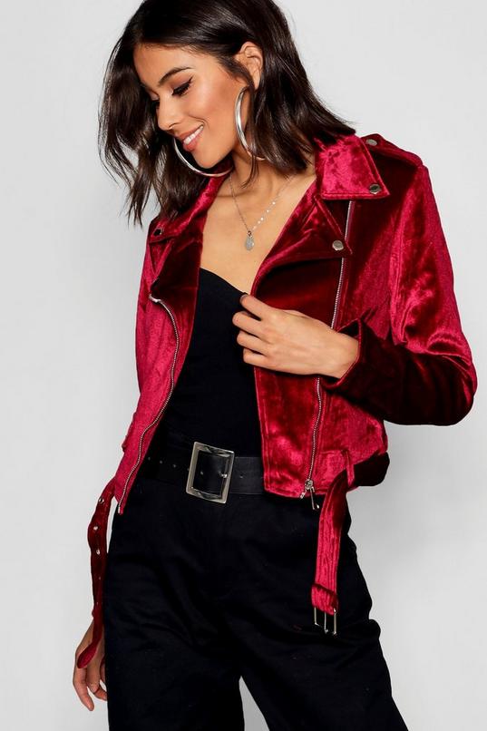 Velvet Biker Jacket | boohoo Velvet Biker Jacket | boohoo