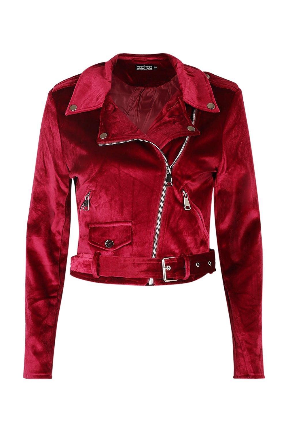 Velvet Biker Jacket boohoo