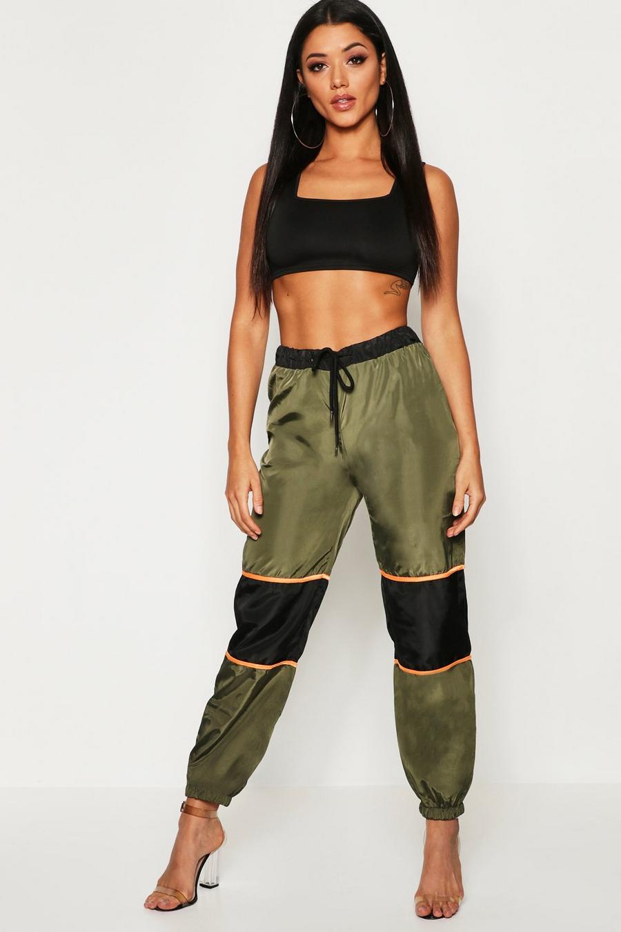 Khaki Contrast Panel Cargo Pants image number 1