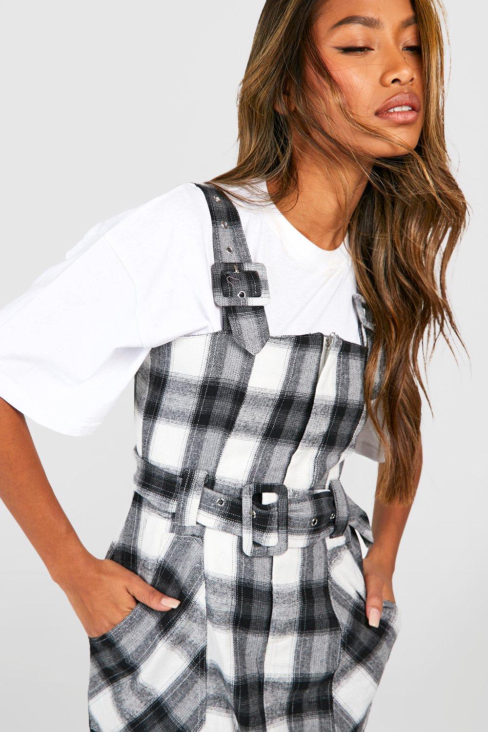 Boohoo checkered clearance dress