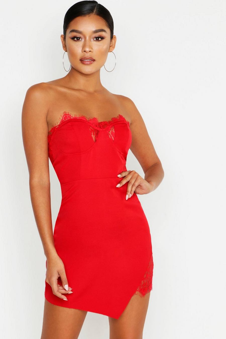 Scarlet Lace Trim Bustier Bodycon Dress image number 1