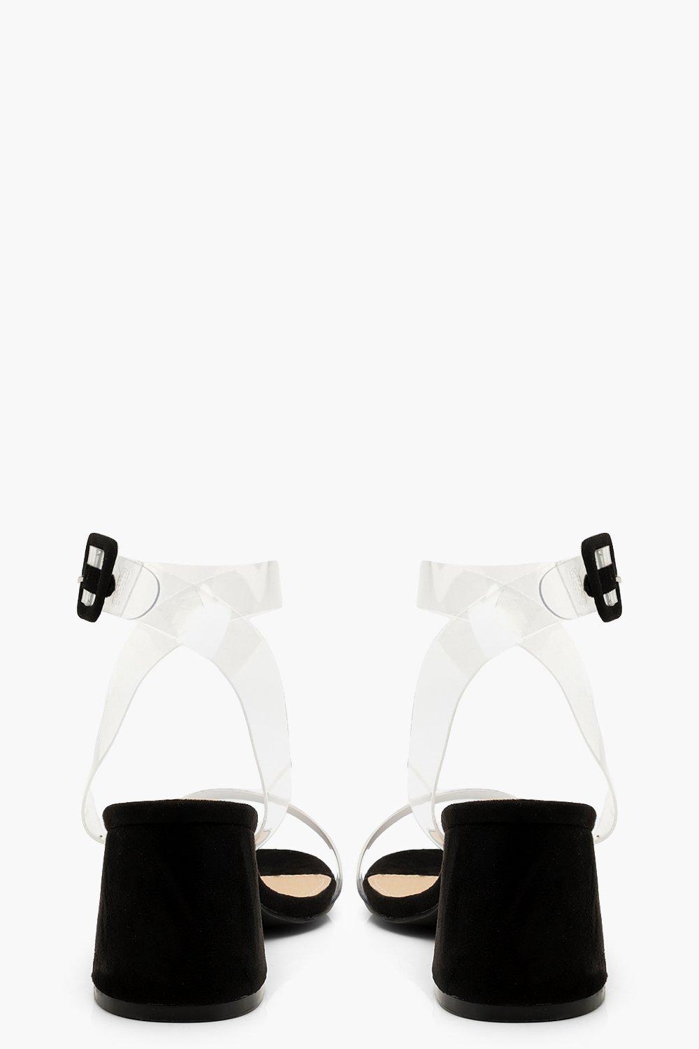 clear strap wide fit heels