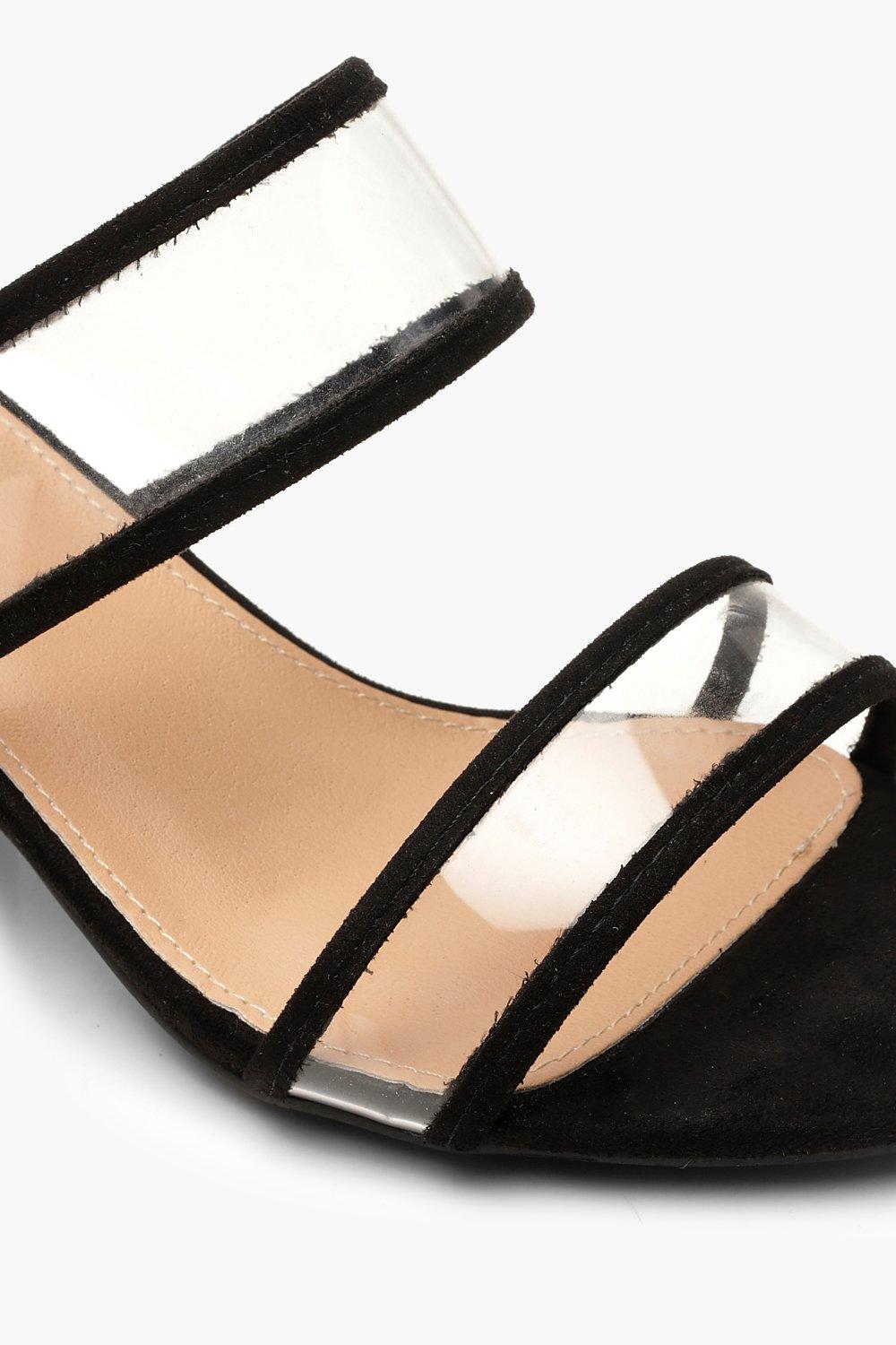 Wide Width Clear Block Heel Mules