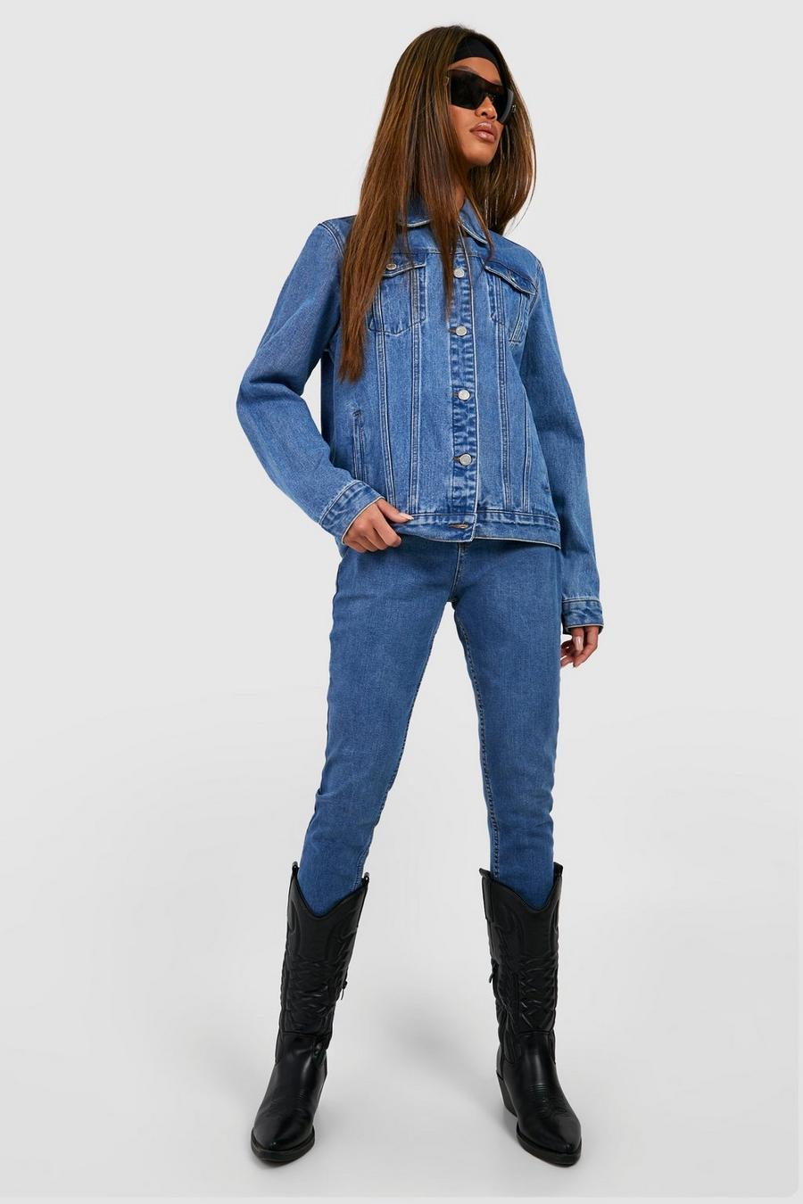 Jeans modellanti a vita alta Skinny Fit, Mid blue image number 1