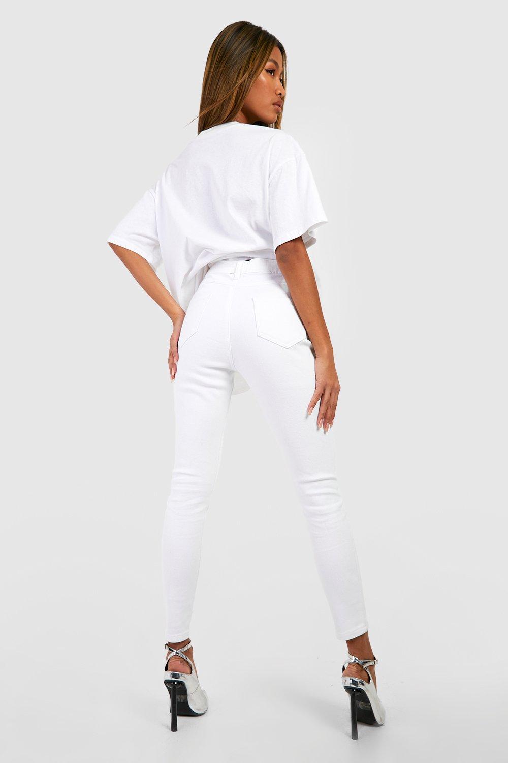 White skinny jeans with sales holes