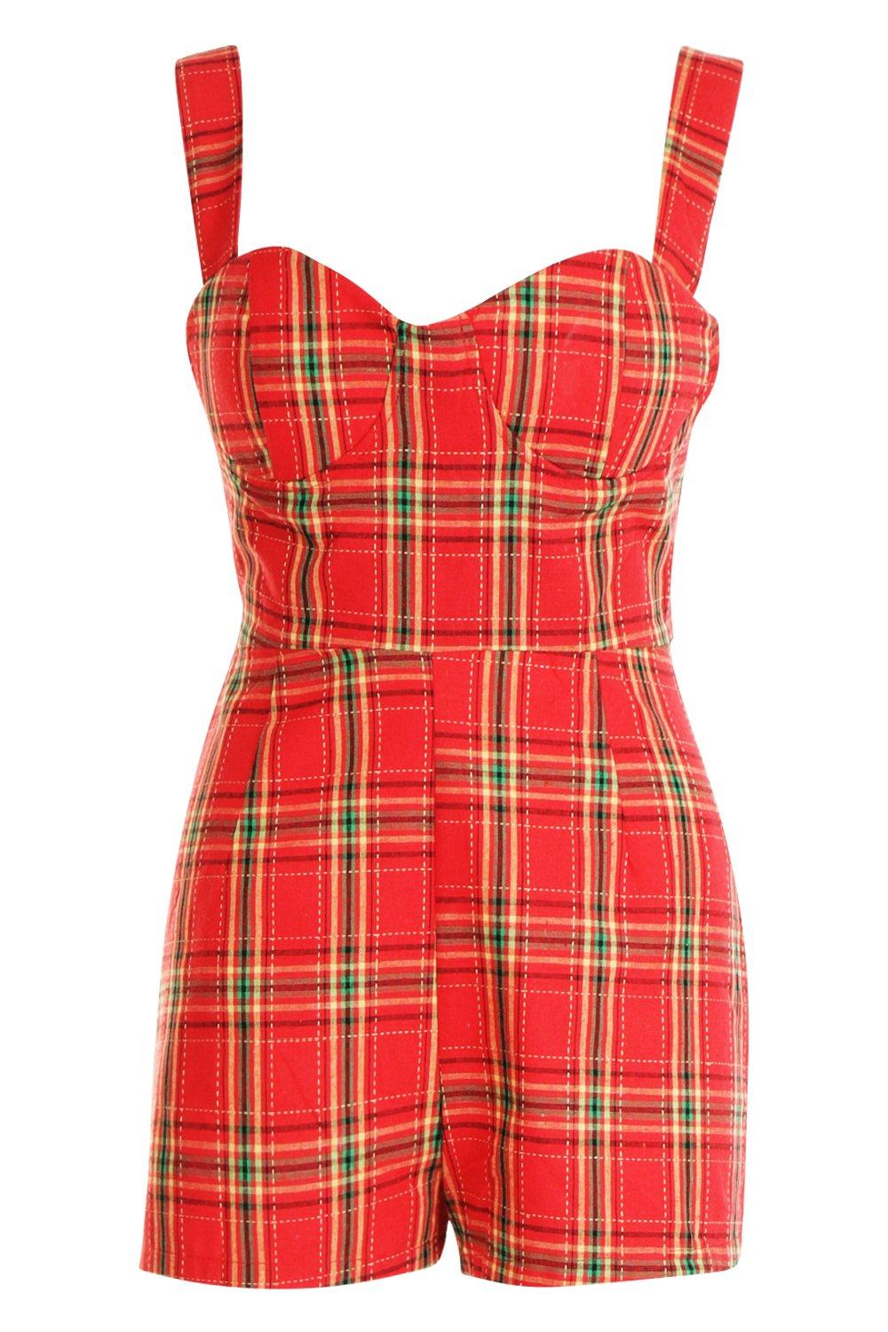 red tartan playsuit