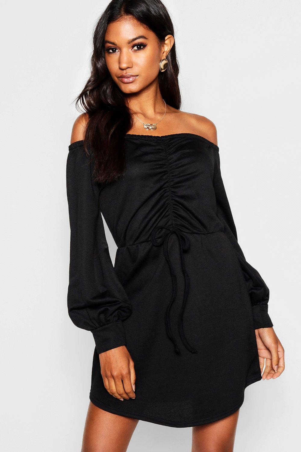 off the shoulder hoodie dress