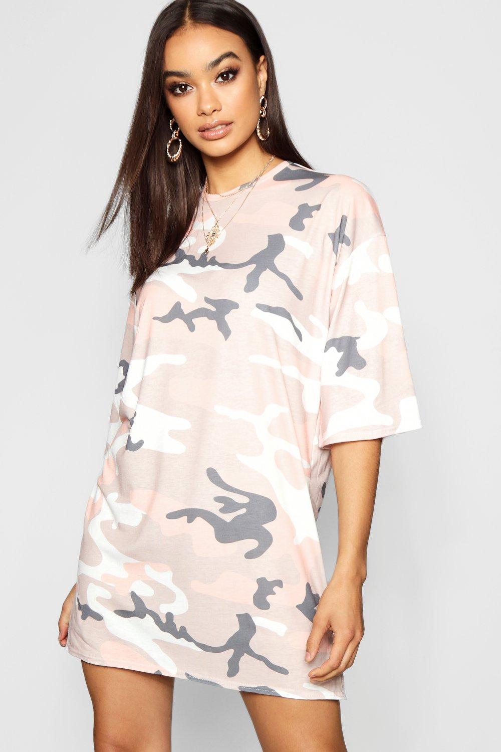 pink camo t shirt dress