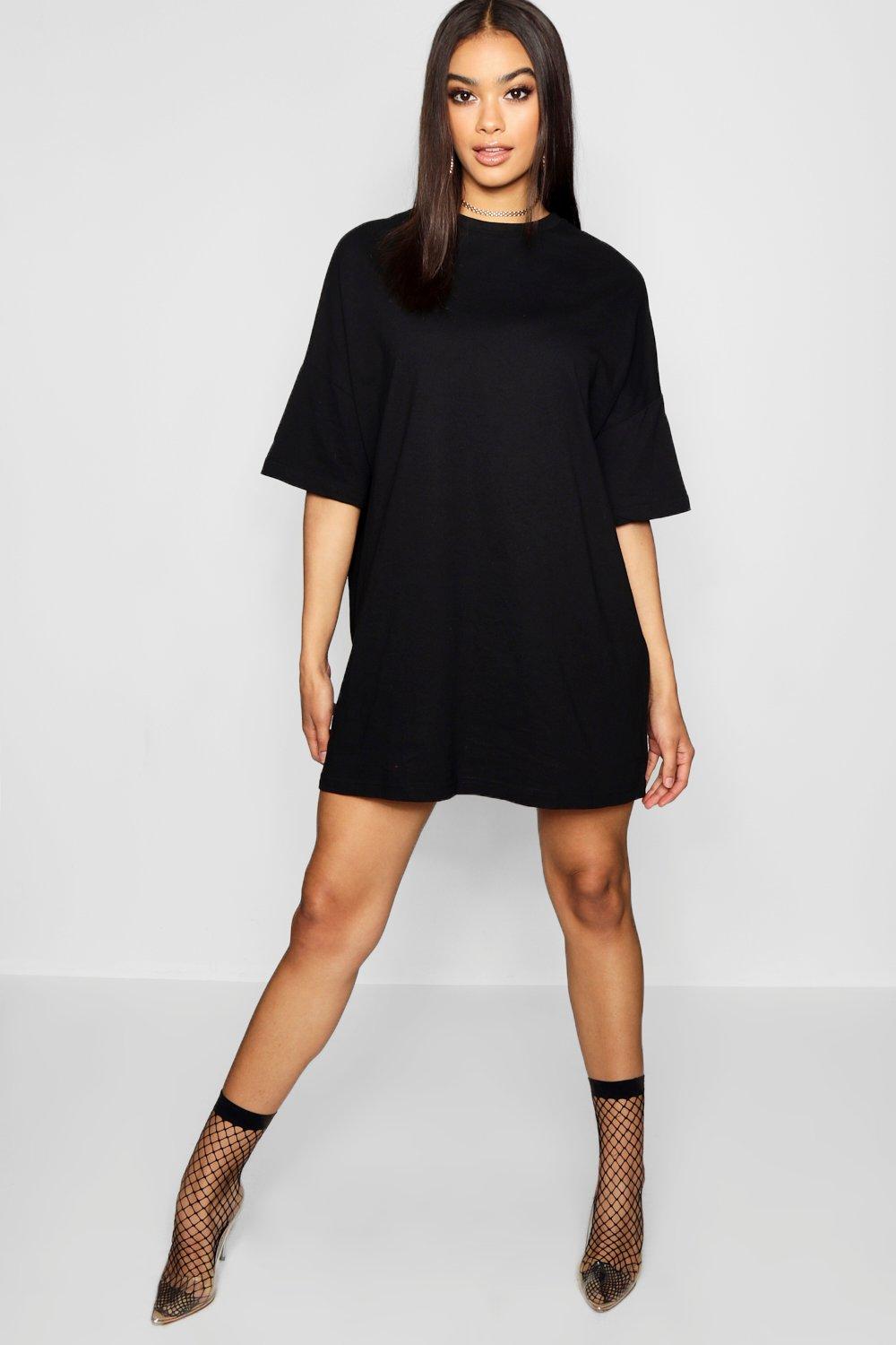 black off the shoulder t shirt dress