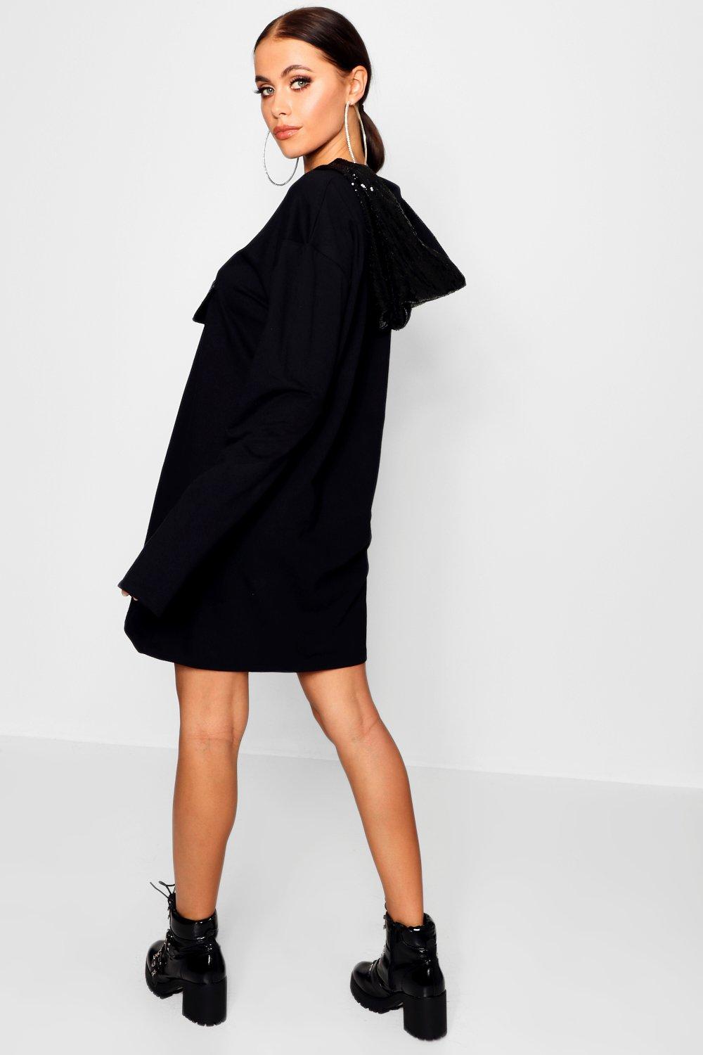 Sequin hooded dress 2025