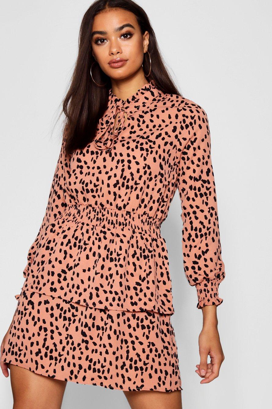 boohoo dalmatian print dress