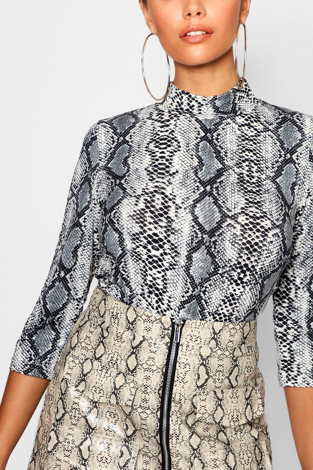 high neck snakeskin top