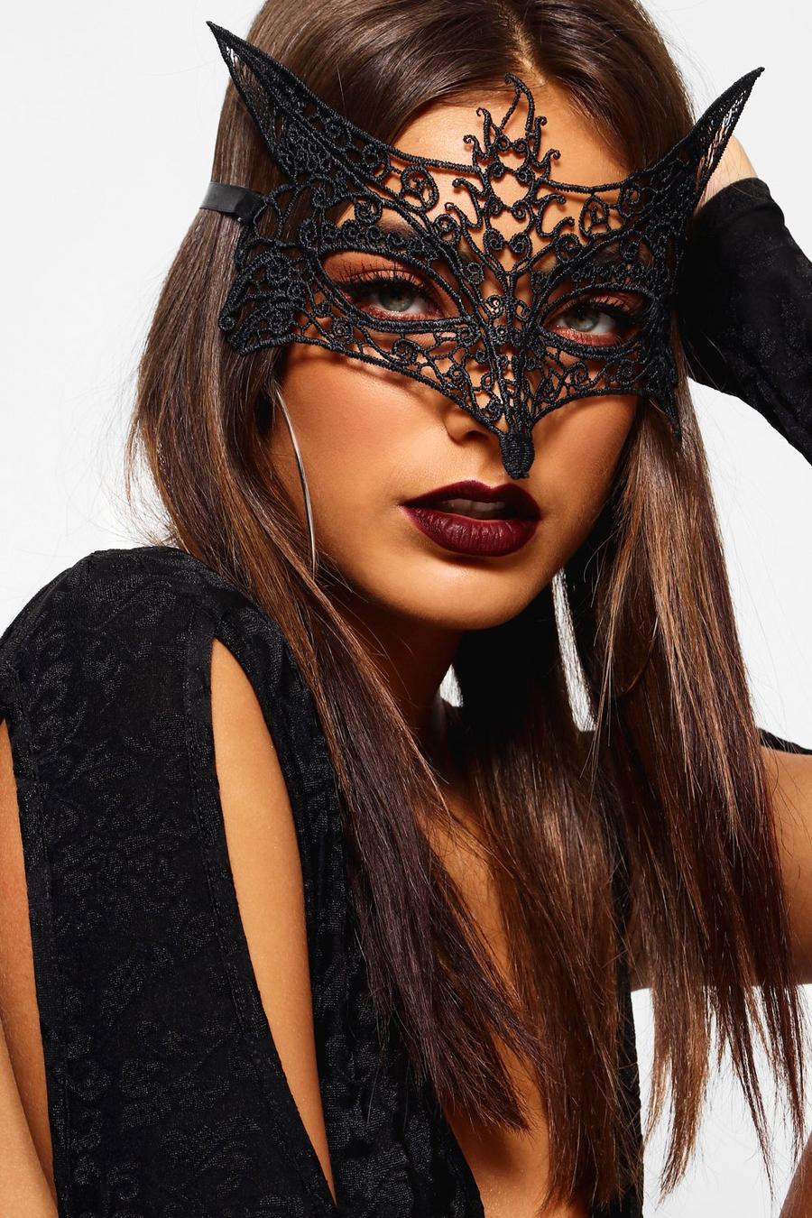 Black Halloween Lace Foxy Mask image number 1