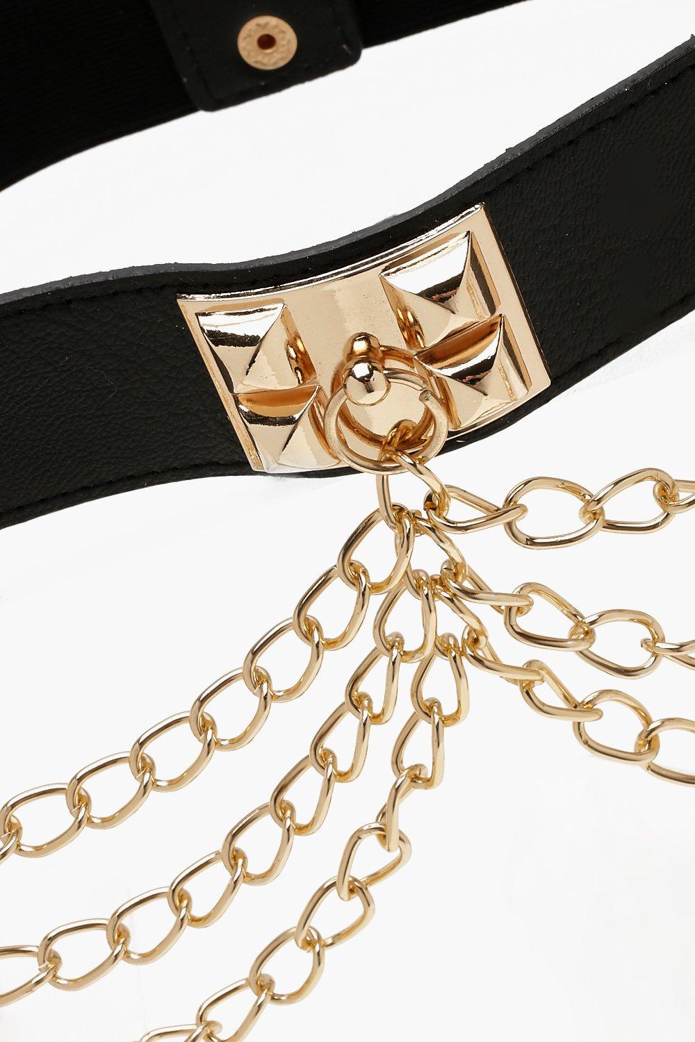 Chain-detail Waist Belt - Black/gold-colored - Ladies