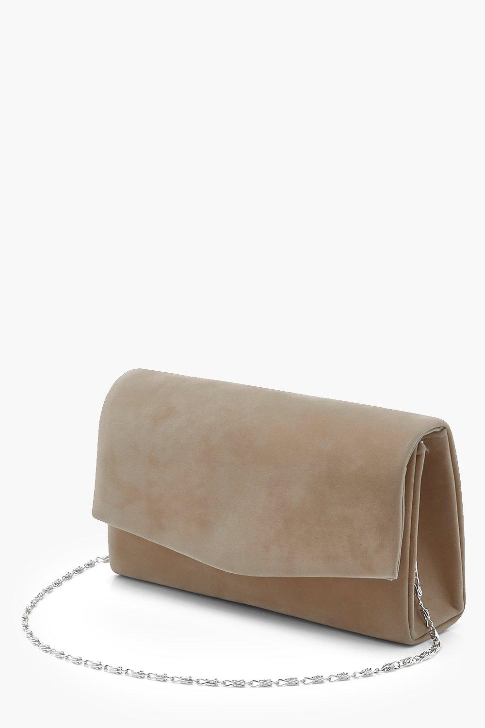 Structured Suedette Clutch Bag Chain Boohoo UK