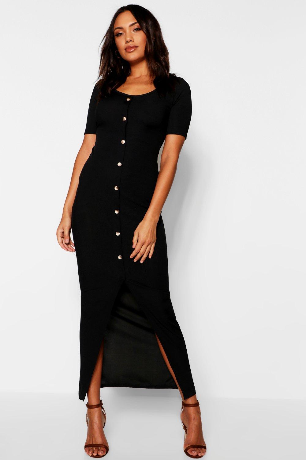 button maxi dress with sleeves