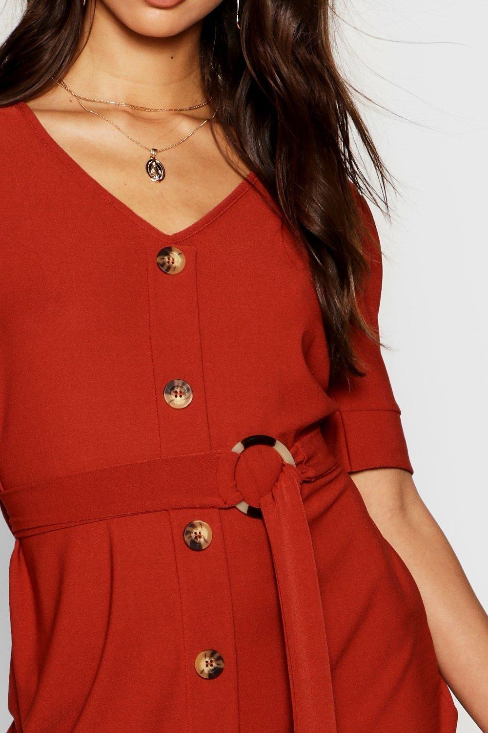 Robe rouge boutonnée online devant