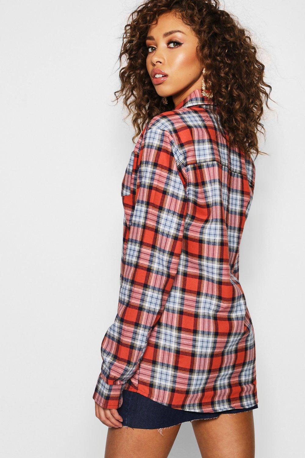 AmyandAnnaDesigns Flannel Shirt for Women Oversized Flannel Shirt Distressed Flannels Plaid Flannel Shirt Plaid Shirt Hipster Flannel Old Flannels Red Boho