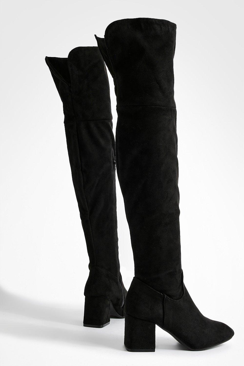 Block Heel Over The Knee High Boots boohoo NZ