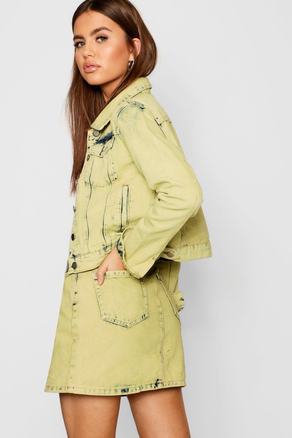 Mustard denim skirt and jacket best sale