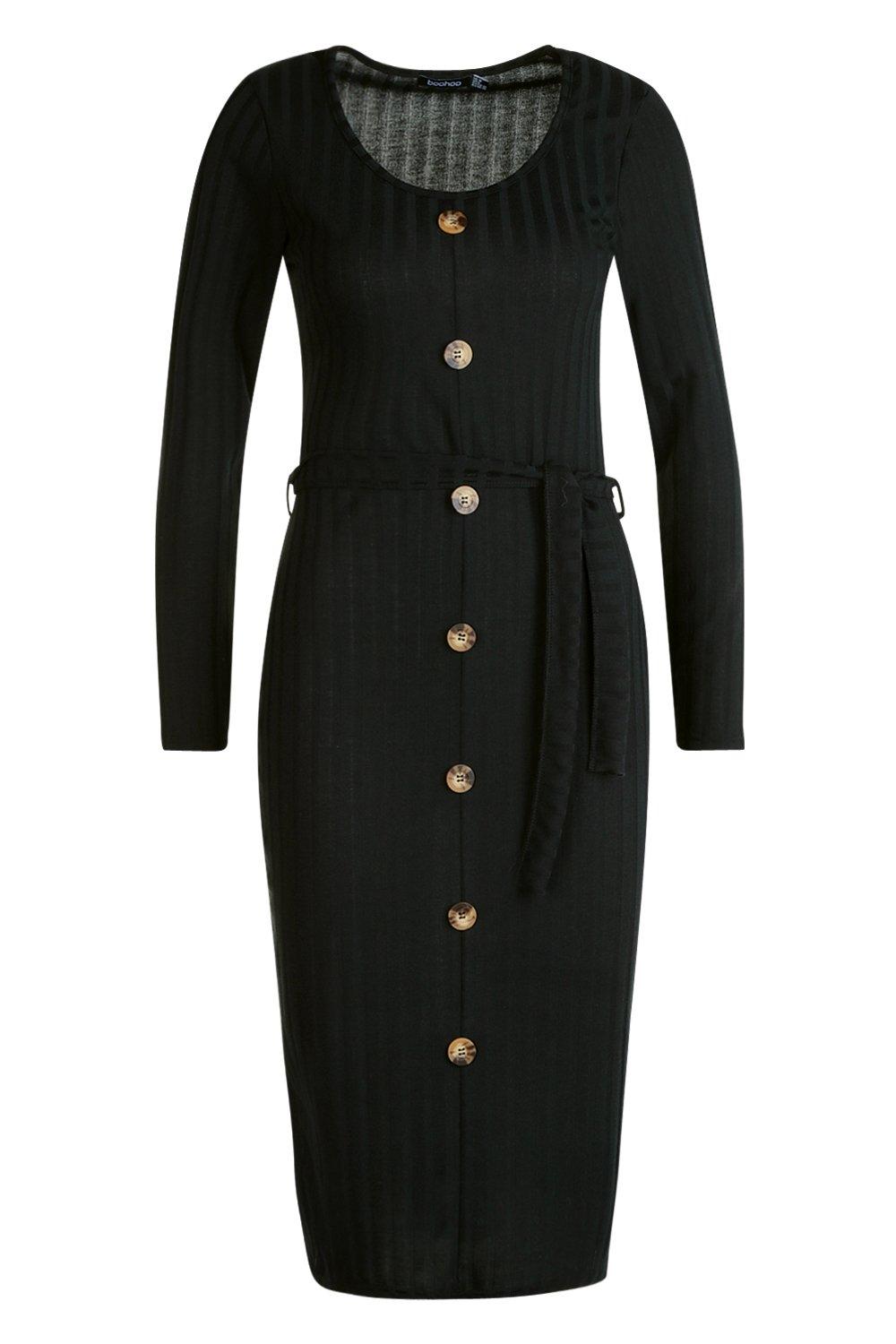 Robe noire boutonnée devant hot sale