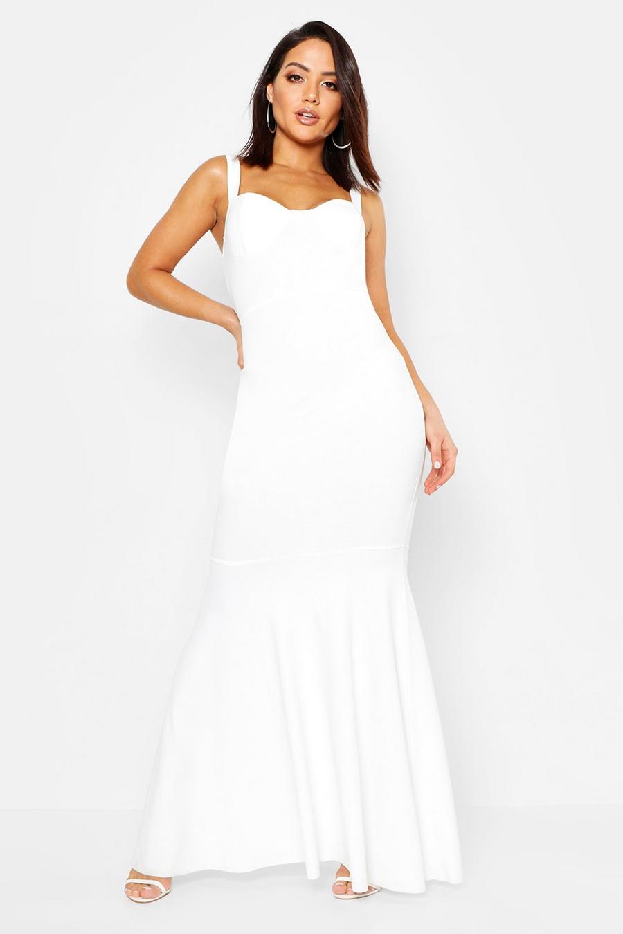 Ivory vit Fitted Fishtail Maxi Bridesmaid Dress