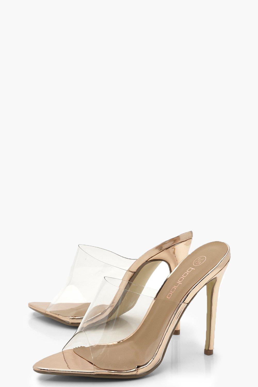 clear wide heels