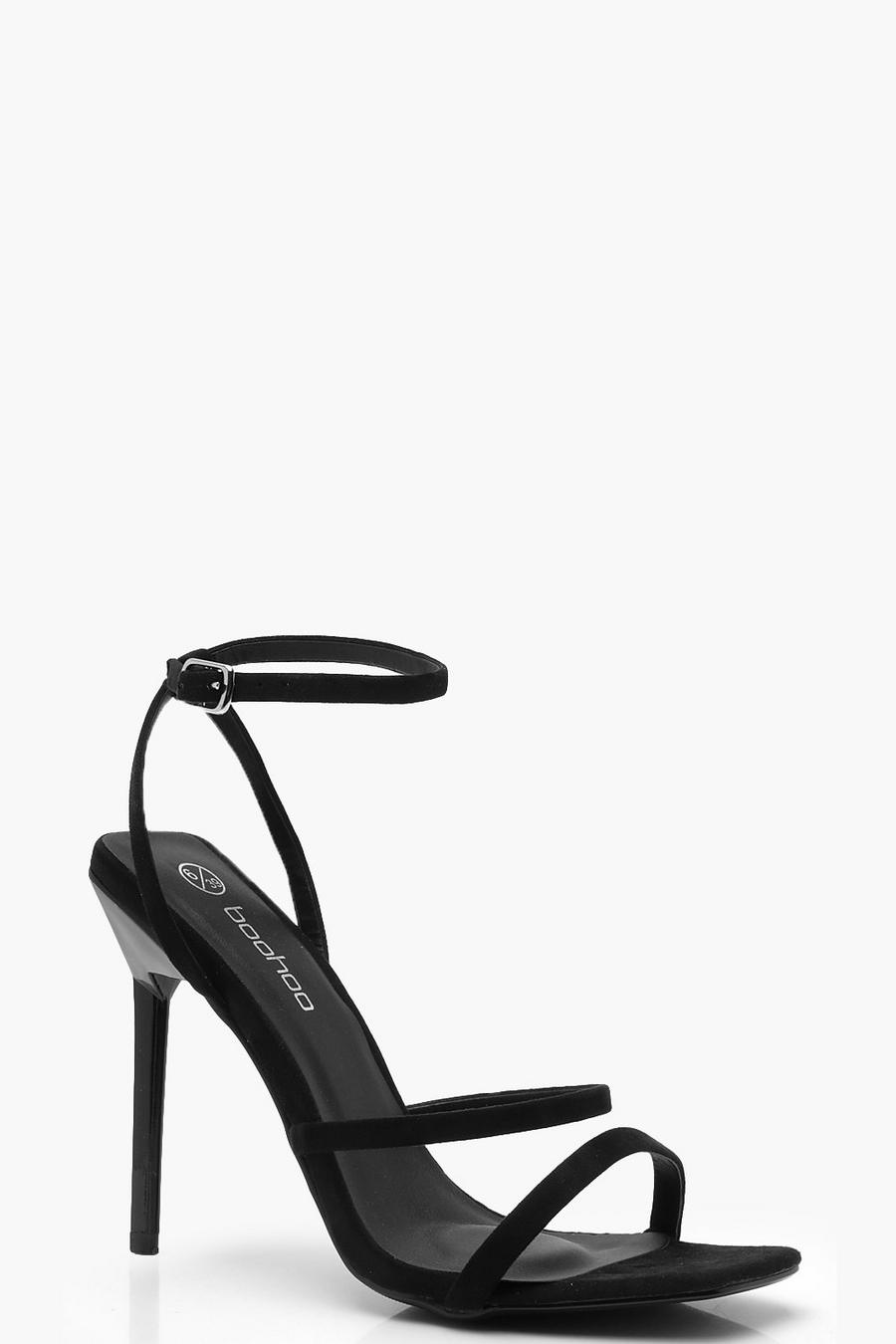 Black Square Toe Cushioned Strappy Heels image number 1