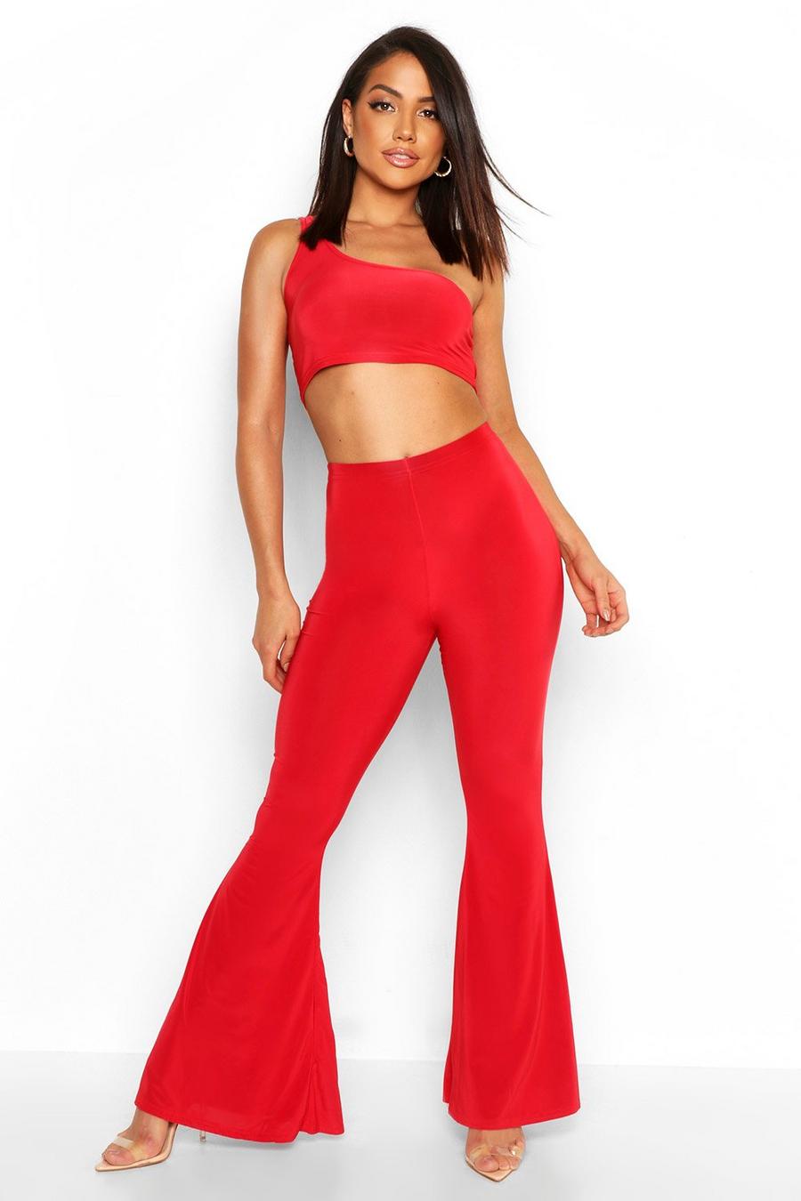 Basic High Waist Skinny Flared Trousers image number 1