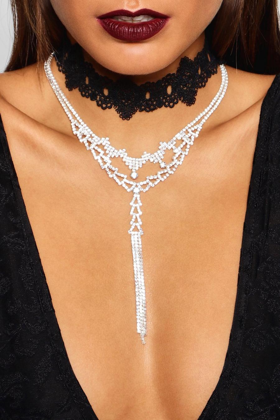 Halloween Lace & Diamante Layered Choker image number 1