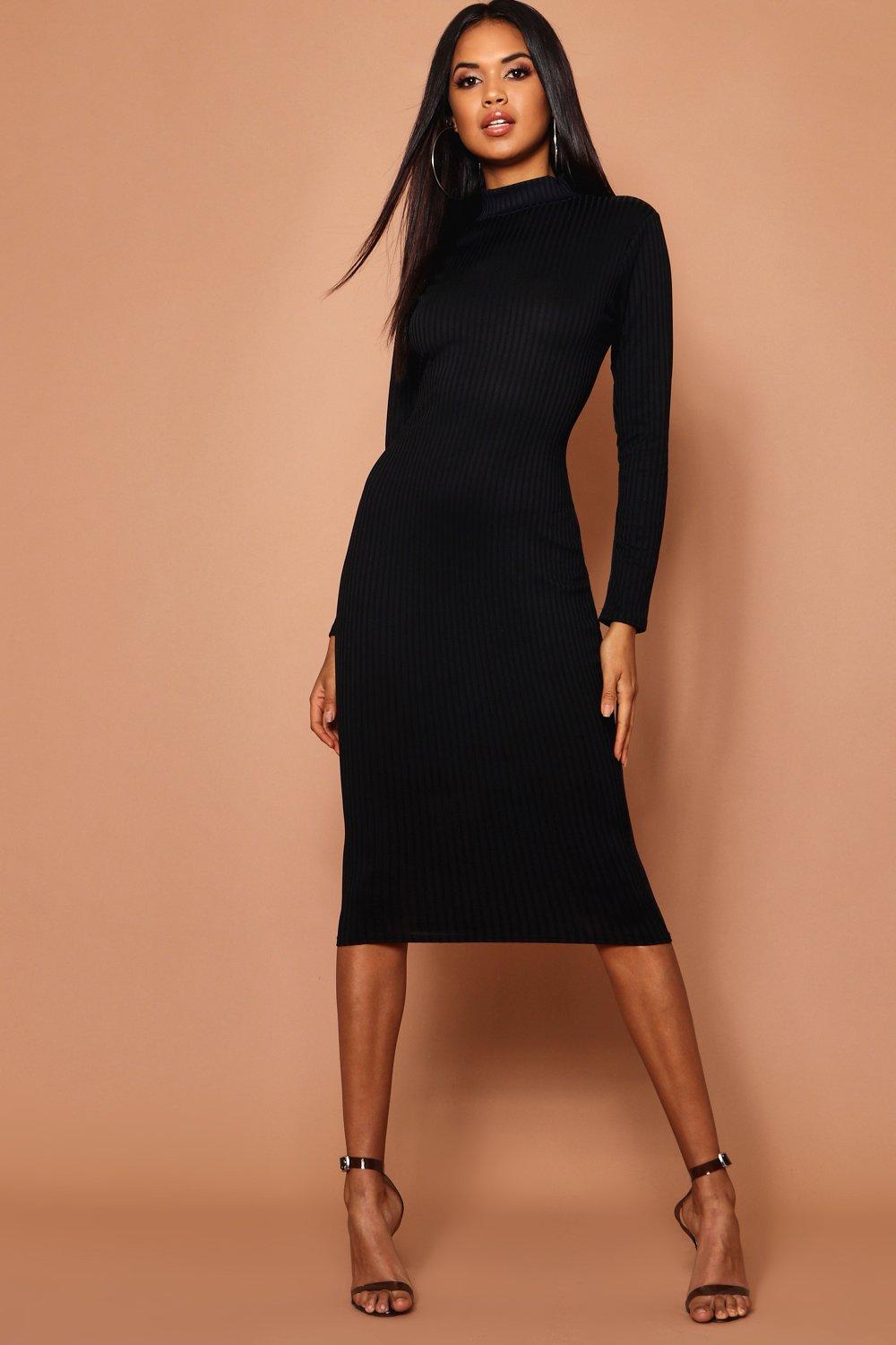 boohoo ribbed midi dress