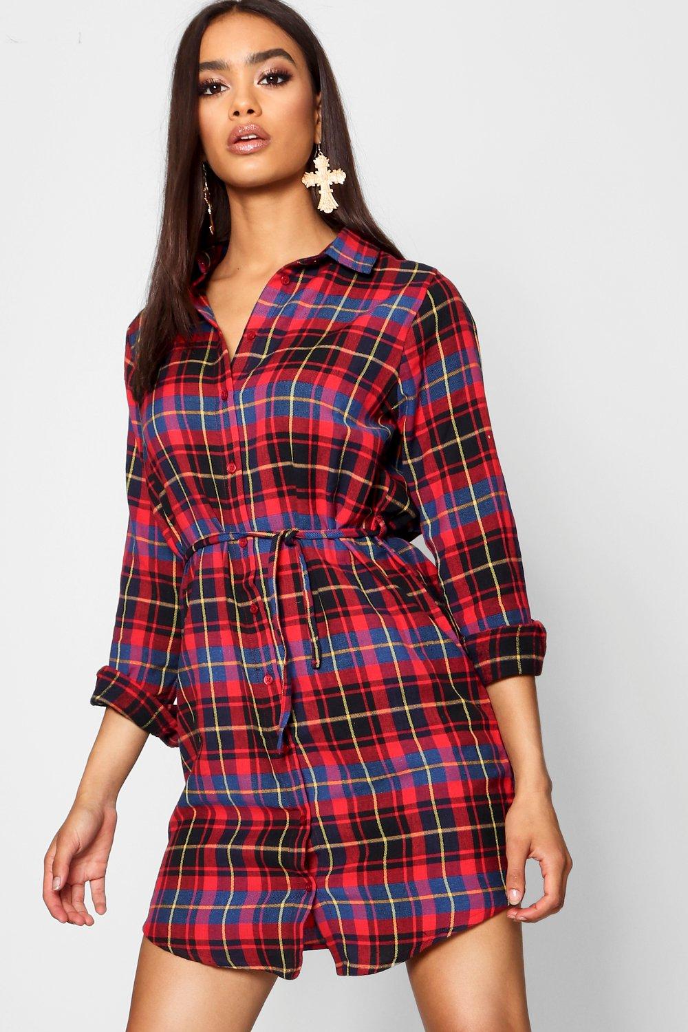 red tartan shirt dress uk