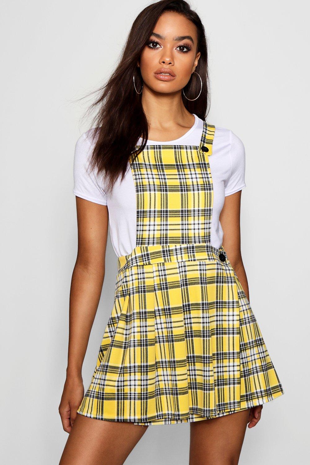 yellow tartan pinafore