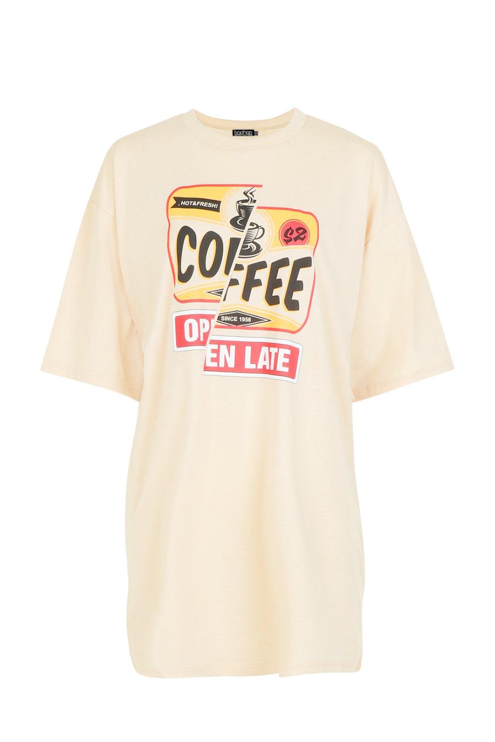 Coffee Shop Oversized T Shirt Dress Boohoo