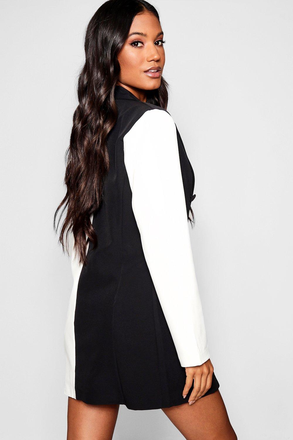 Boohoo black and sales white dress