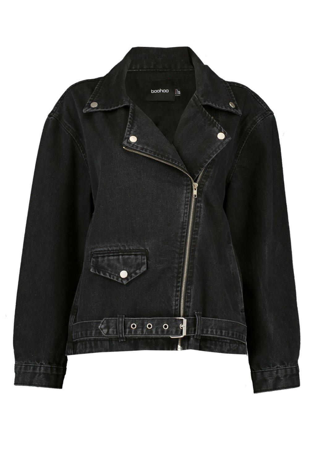 Black jean moto jacket sales