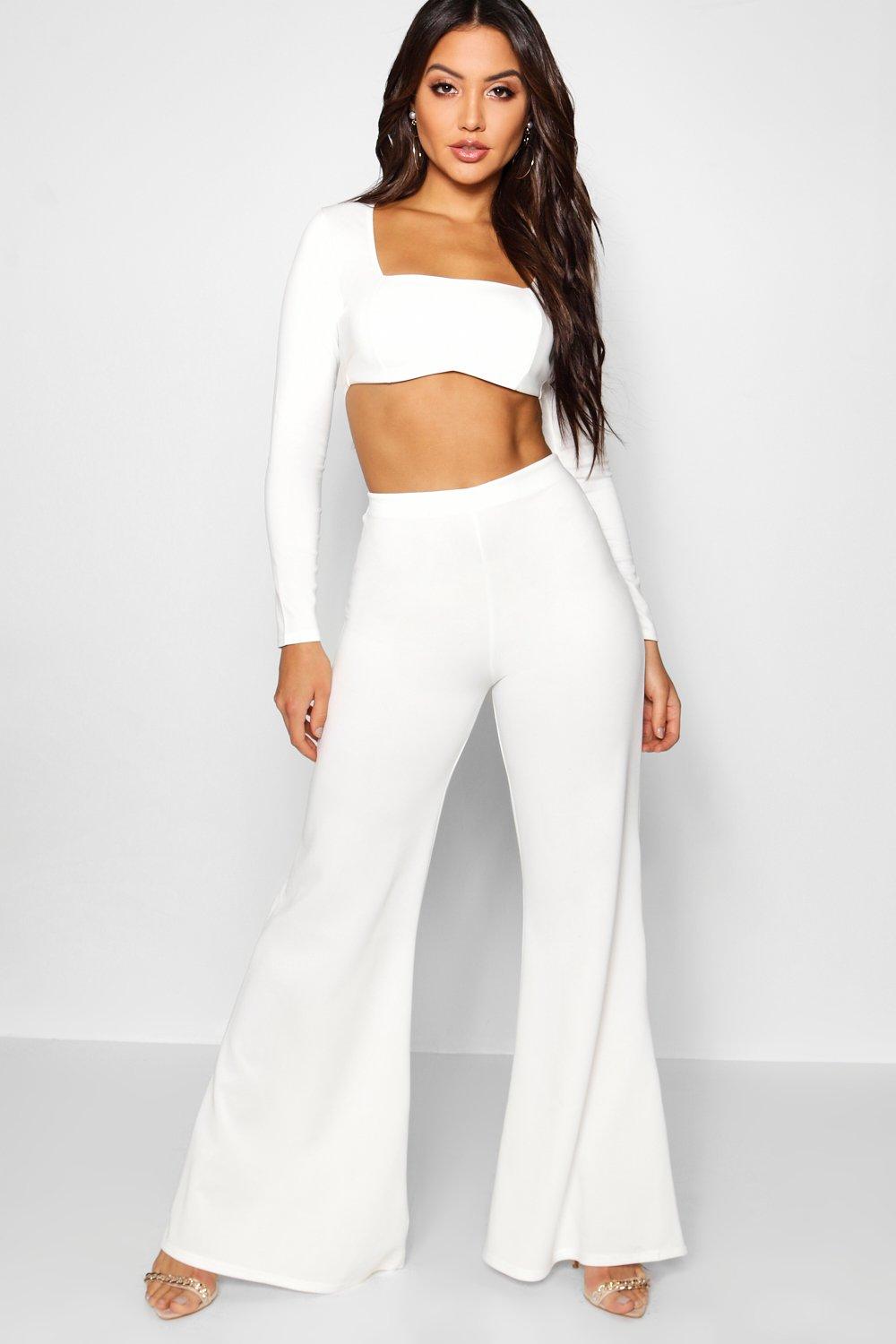 wide leg flared trousers