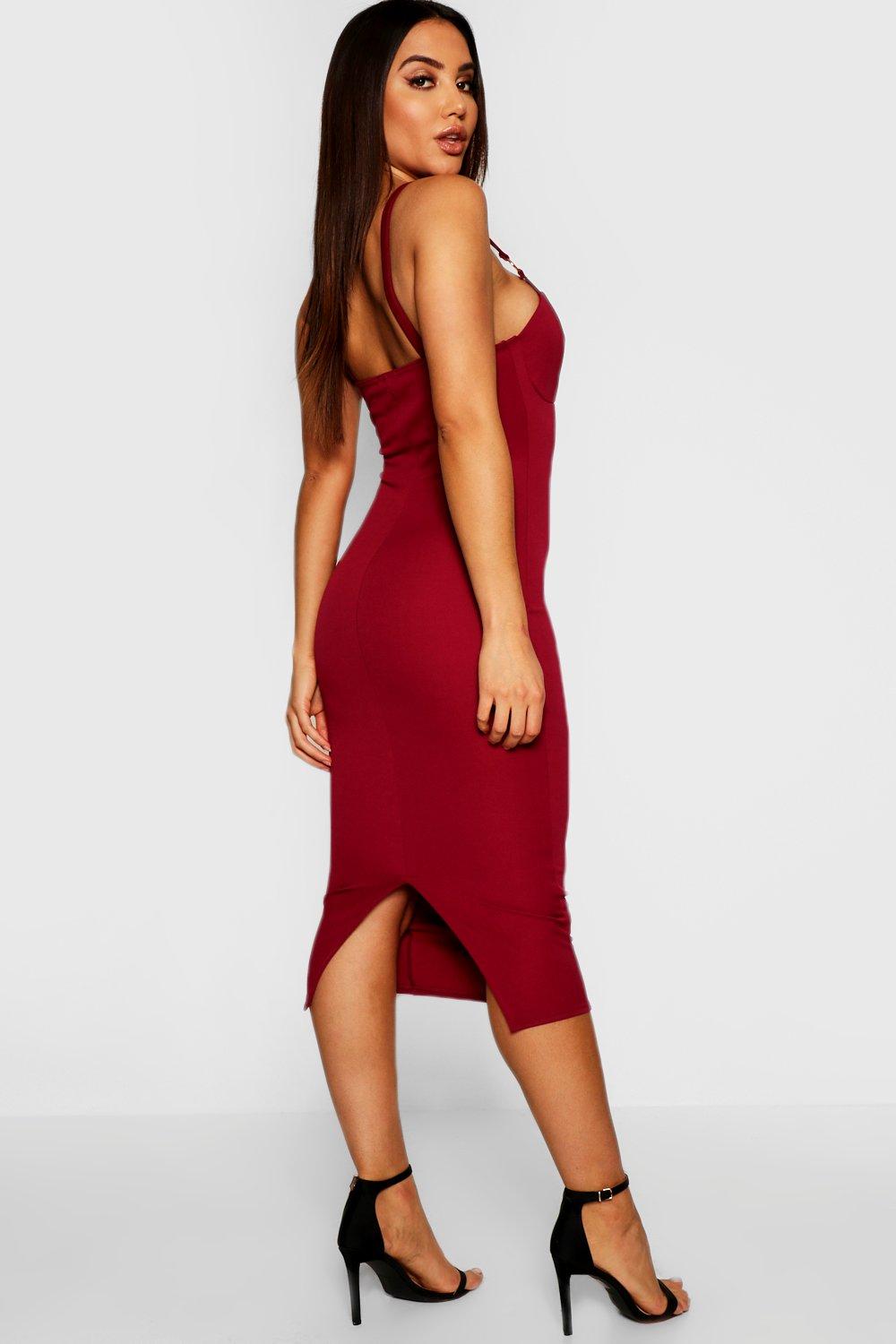 O Ring Detail Midi Dress Boohoo