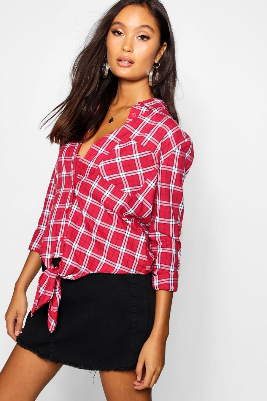 Red Tie Front Check Shirt image number 1