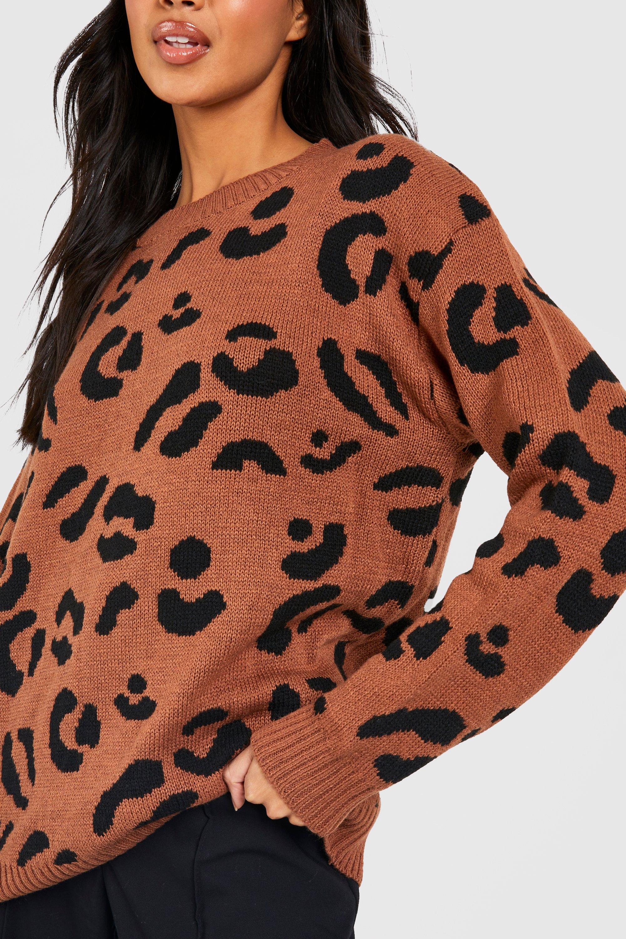 Boohoo leopard print clearance jumper