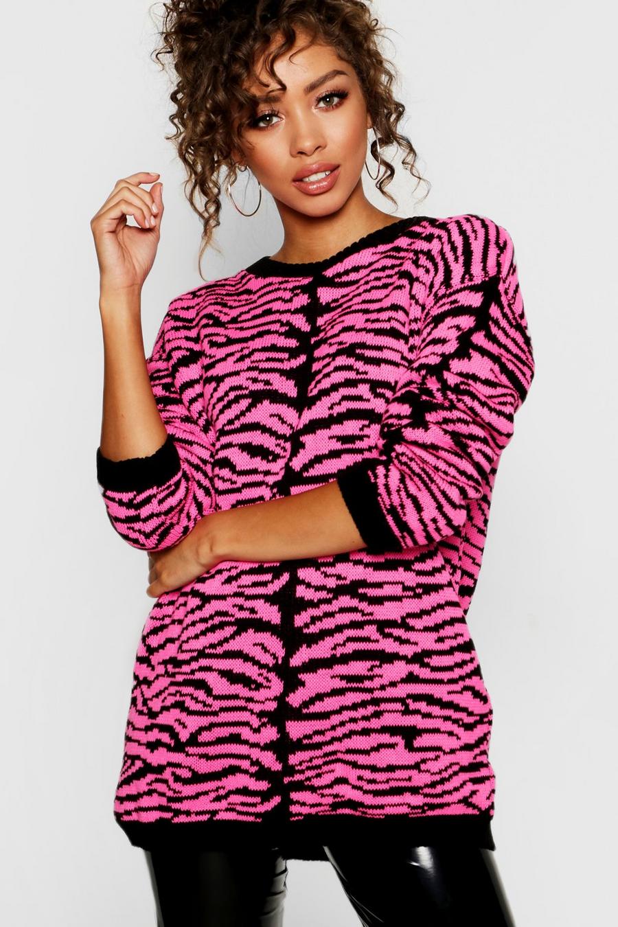 Pink Zebra Knitted Jumper image number 1